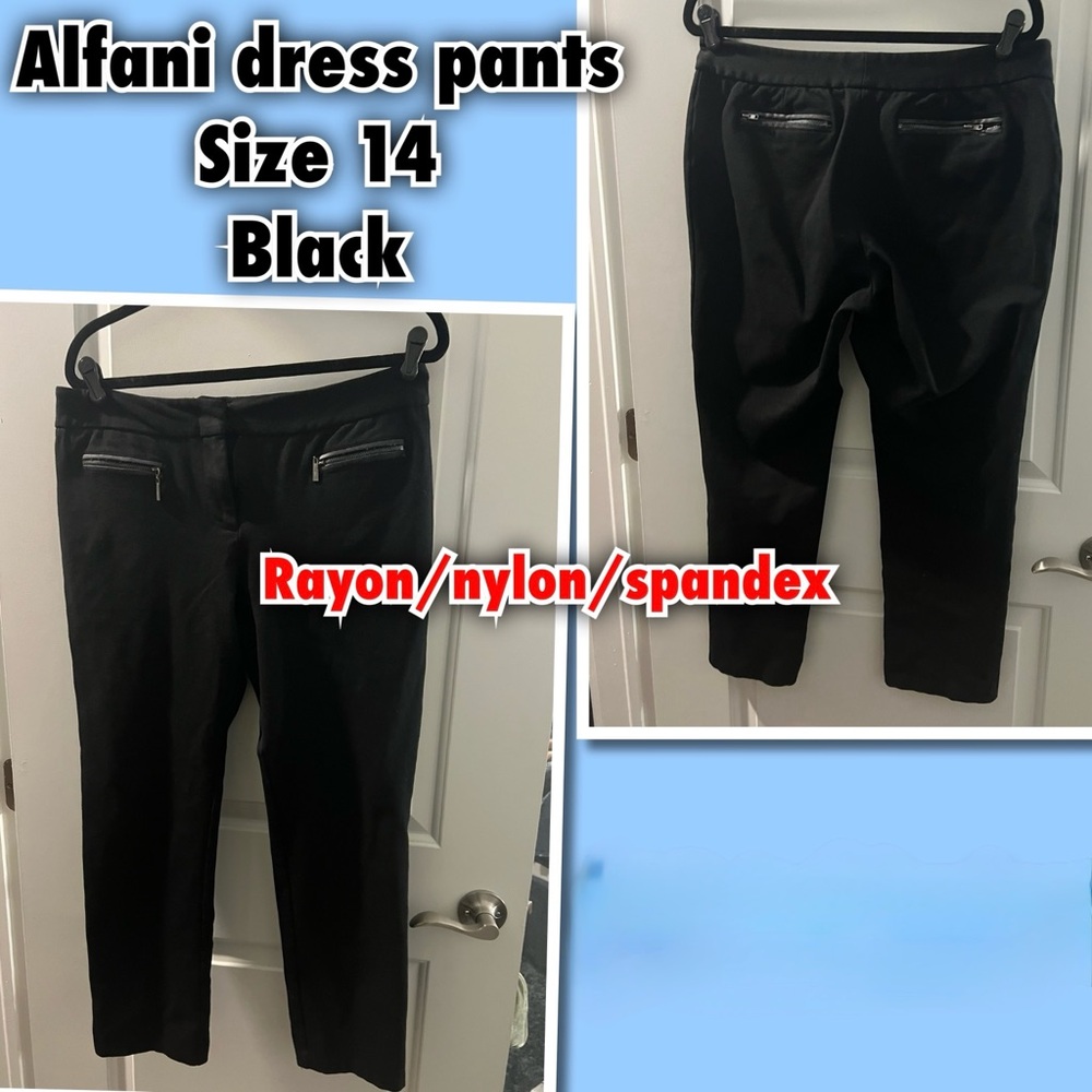 Alfani Black Trousers with Zipper Accents